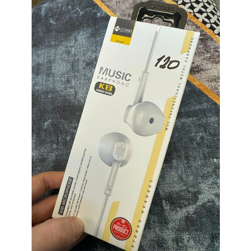 Проводные наушники капельки с микрофоном Cokike K13 95 Дцб 130см 16 Ом разъем 35мм для старых телефонов магнитолы радио MP3-плеера VR-оч 588₽