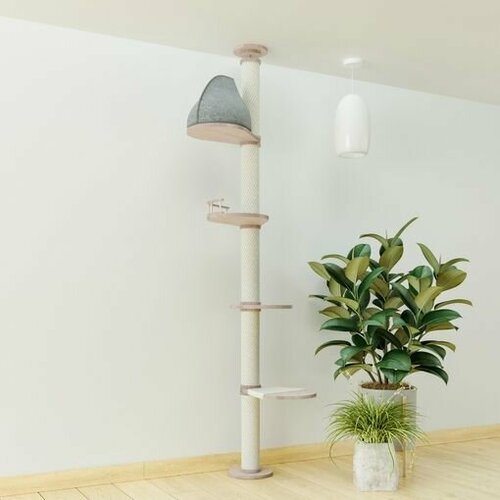 Когтеточка для кошек до потолка в распор из натурального дуба 260-275 см Catsby Family Tree