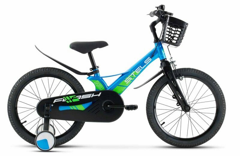 Велосипед 18 Stels Flash KR Z010 Темный/синий/зеленый 2024
