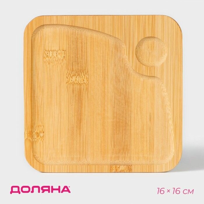 фото Блюдо для подачи Доляна, 16 16 см, квадратное, бамбук