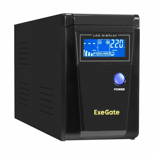  (, ,  ) ExeGate SineTower SN-600. LCD. AVR.2SH <600VA/360W LCD  AVR, 2*Schuko Black> EX295980RUS