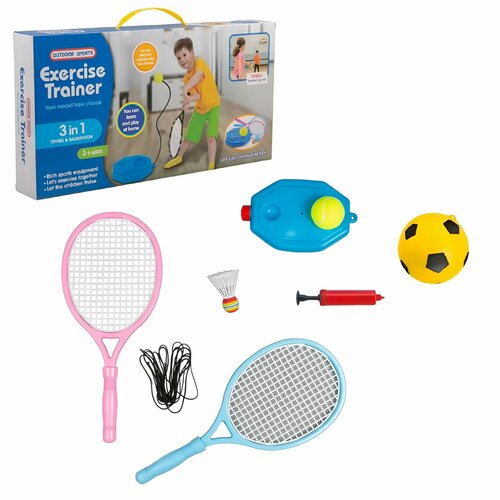 Спортивный тренажер для большого тенниса футбола и бадминтона набор для подвижных игр 3 в 1 88571В 1599₽