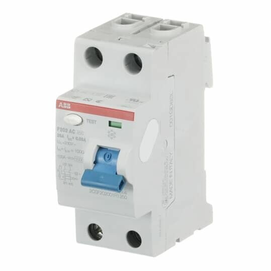 Автоматический выключатель остаточного тока УЗО ABB F202 AC-25/0.03 2P 30 мА 2CSF202003R1250