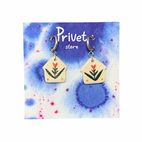 Серьги конго Privet store, белый