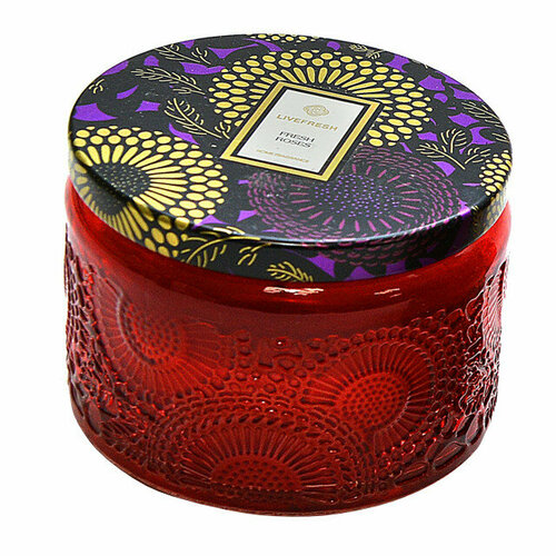 Свеча в банке livefresh роза 7х55см 10чг ароматизированная 765₽