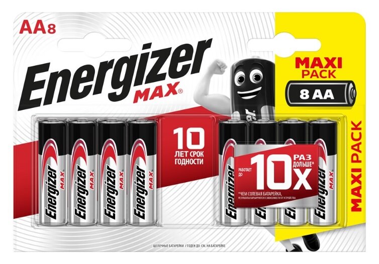 Батарейка Energizer Max AA/LR6, в упаковке: 8 шт.