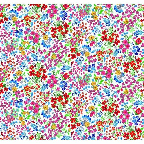 Ткань для шитья хлопок, 1 Метр ткани, Ситец 100 гр/м2, Пеленки для новорожденных, Отрез-95х200 см, № 21219/1 Полевые цветы