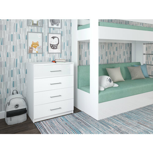 Комод с ящиками в детскую в спальню Есэндвич квадро Лаворо 70x43х89 см БелыйБелый глянец 9790₽