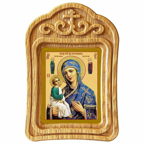 Иерусалимская икона Божией Матери, в резной деревянной рамке икона божией матери услышательница в резной деревянной рамке