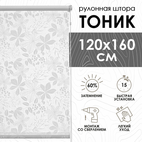 фото Рулонная штора эскар тоник, полиэстер, белый, 120х160 см