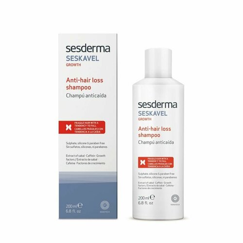 Sesderma SESKAVEL Anti-hair loss shampoo - Шампунь против выпадения волос, 200 мл шампунь против выпадения волос 200 мл ампулы 12 х 8 мл sesderma seskavel