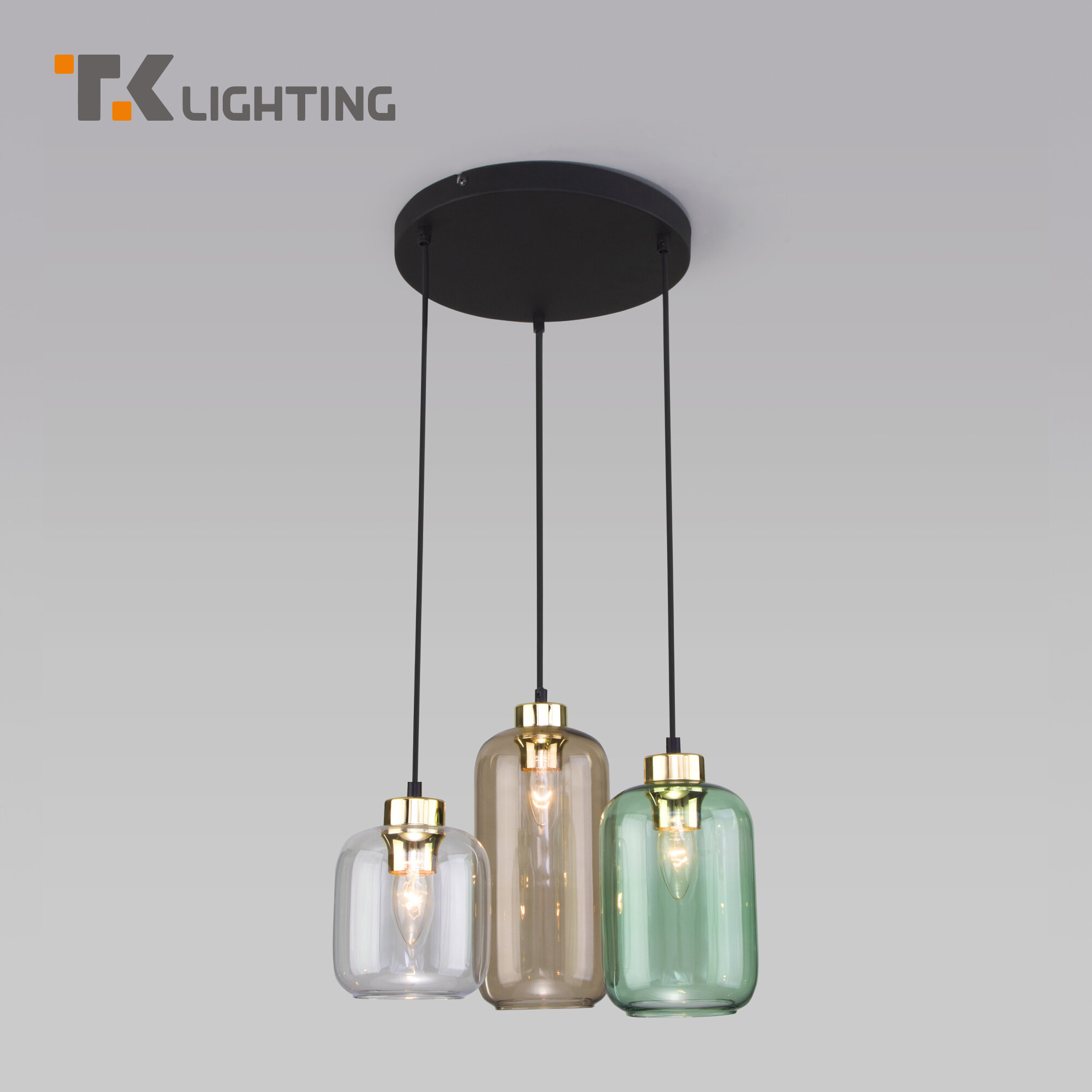 Подвесной светильник со стеклянными плафонами TK Lighting 3325 Marco Green, цвет золото / черный / зеленый / прозрачный / янтарный