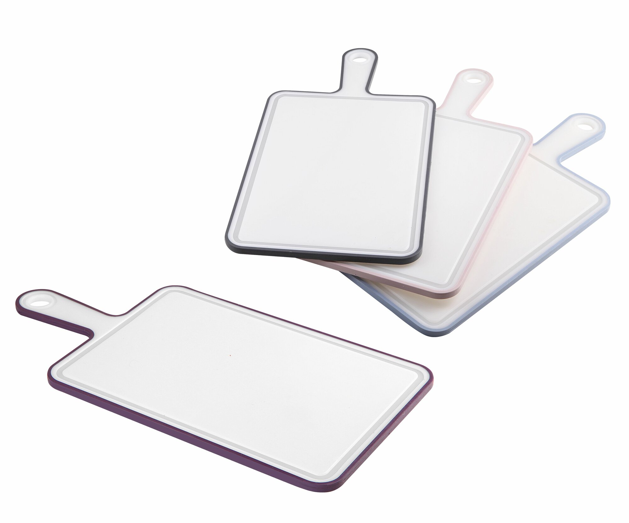 Доска разделочная EmHouse с ручкой, система противоскольжения, 40 х 21 см, с канавкой, белая