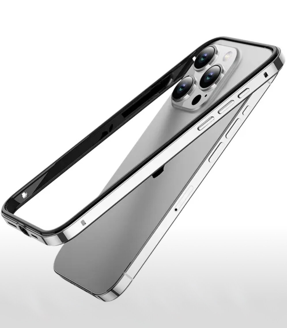 Металлический матовый бампер на iPhone 14 Pro Max Белый — фото 1