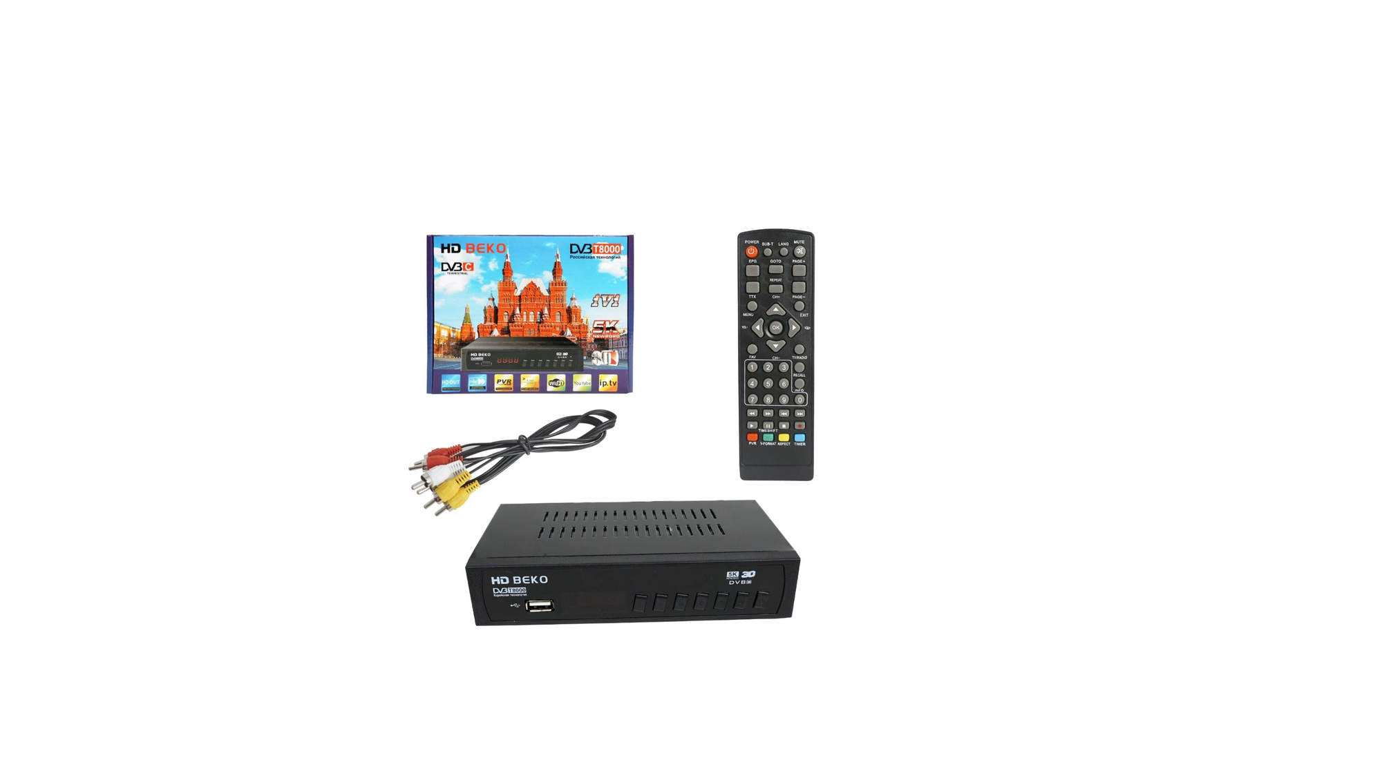 Цифровая ТВ приставка HD BEKO DVB T8000 DVB-T2/С (черный), приставка цифрового телевидения