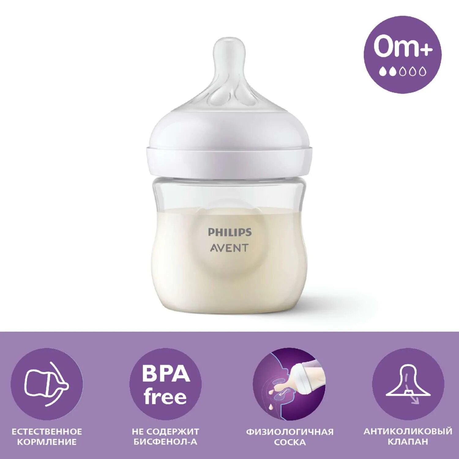 Бутылочка для кормления Philips Avent Natural Response 125мл c 0месяцев SCY900/01