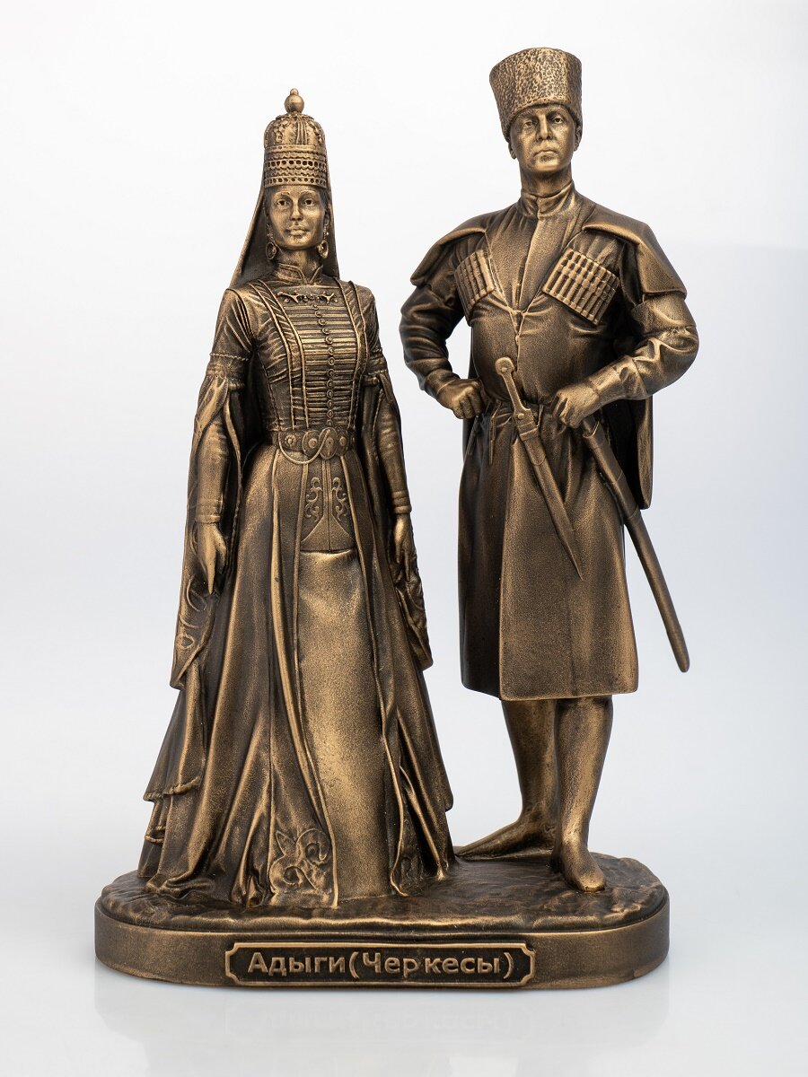 Статуэтка Адыги (Черкесы), высота 21 см, литьевой мрамор, цвет Патина Бронза — фото 1