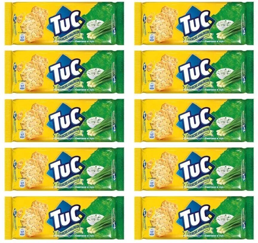 Крекер Tuc / Тук со вкусом Сметаны и лука 100 гр - 10 штук