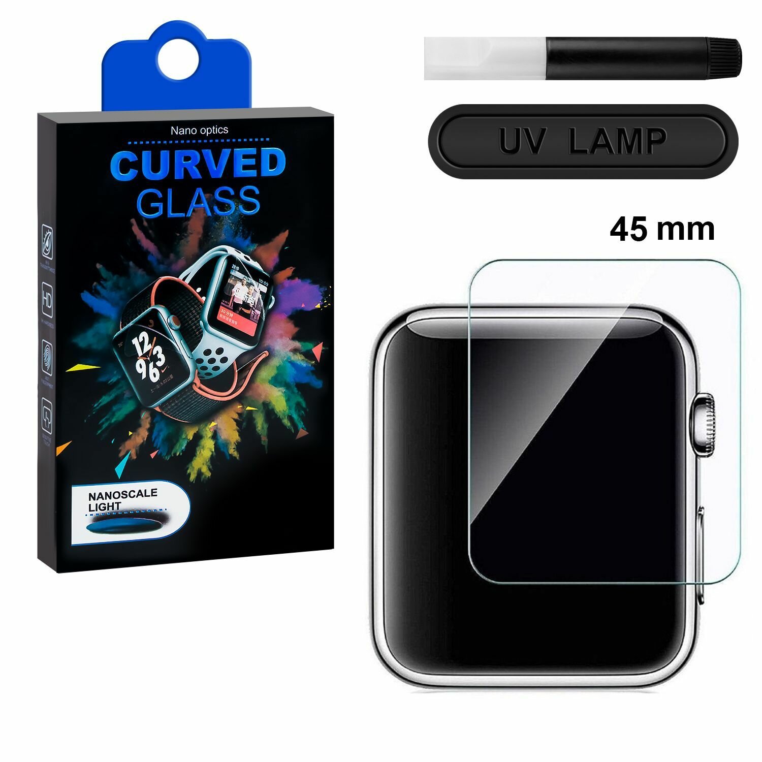 Защитное стекло Apple Watch 45mm UV Glue