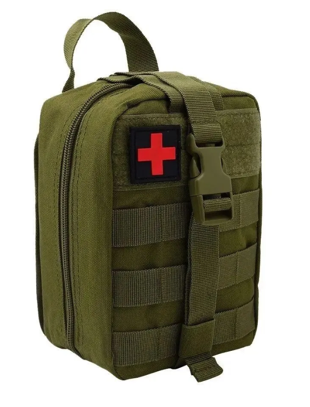 Тактическая аптечка/медицинский подсумок отрывной Molle, цвет зеленый (олива)