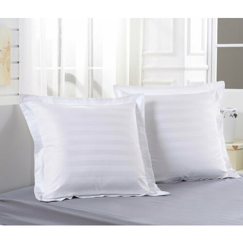 Наволочка однотонная страйп сатин белая 70Х70 - 2 шт 1421₽