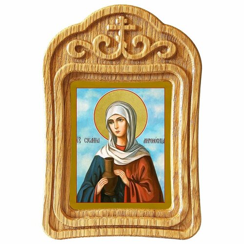 Святая Сусанна Мироносица, икона в резной деревянной рамке