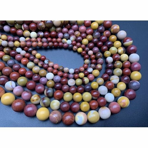 Каменные бусины Яшма Мукаит шарик гладкий 12 мм длина нити 38 см около 32 бусин 1240₽