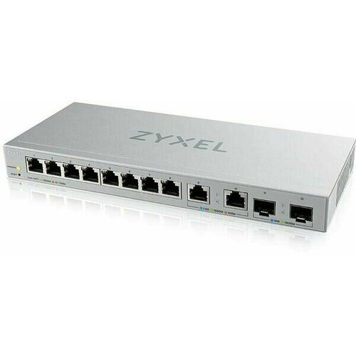 Мультигигабитный Smart L2 коммутатор Zyxel XGS1210-12, 8xGE, 2x1/2,5GE, 2xSFP+, настольный, бесшумный