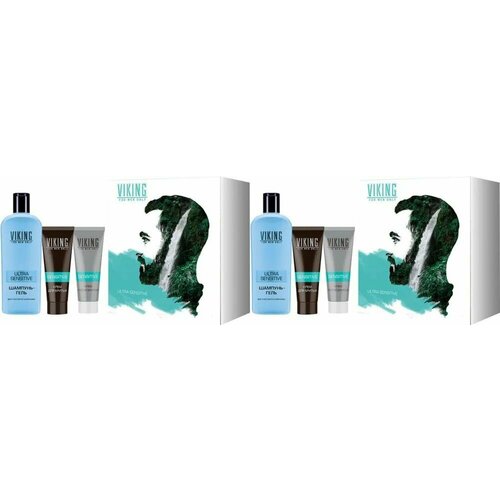 Viking Подарочный набор для ухода Ultra Sensitive Шампунь 300 мл Крем для бритья 75 мл Крем после бритья 75 мл 2 шт 1780₽