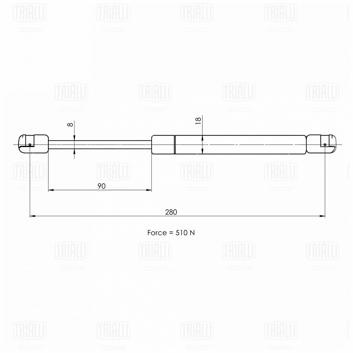 Trialli амортизатор (упор) для а/м ford focus ii (05-) седан (крышки багажника) (gs 1014) gs1014