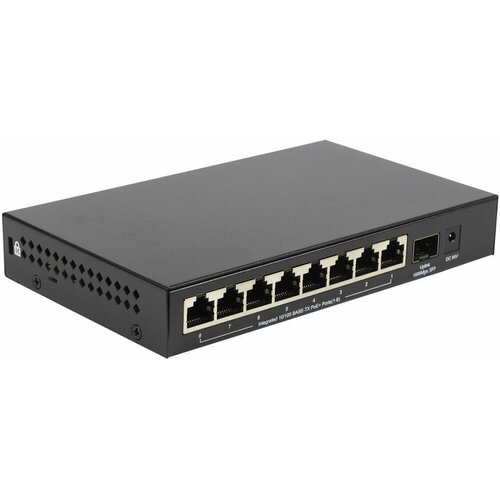 Unmanaged Switch 8x100Base-TX PoE, 1x1000Base-X SFP, PoE Budget 80W, metal case dh with logo 4ch 8ch 16ch unmanaged poe lan switch poe network switch farthest 250 meters