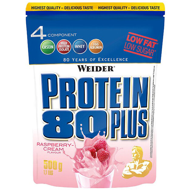 Многокомпонентный протеин Weider Protein 80 Plus, 500 г, малина