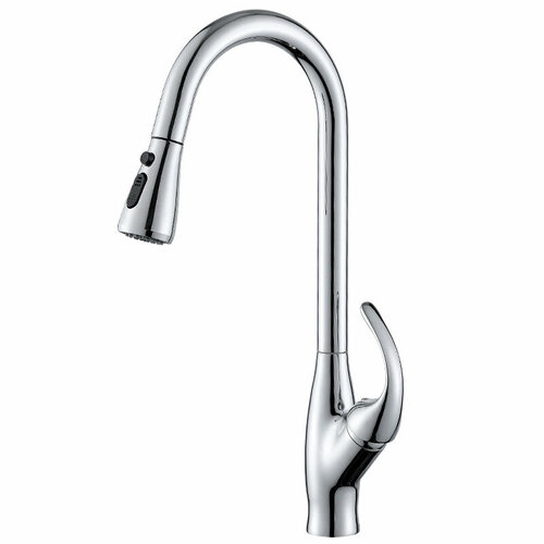 Смеситель кухонный с выдвижной лейкой серебристый