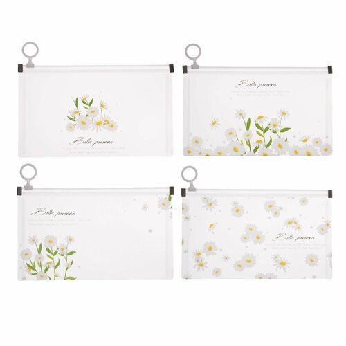 Папка-конверт на молнии формат А65 180 мкр микс Ромашки