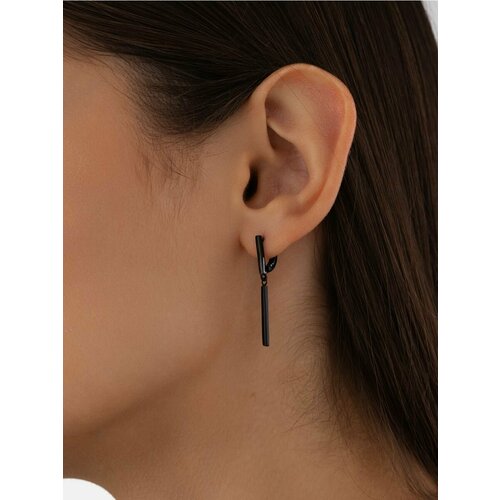 Серьги Golden City GOLDEN CITY, серебро, 925 проба, длина 3.5 см, черный