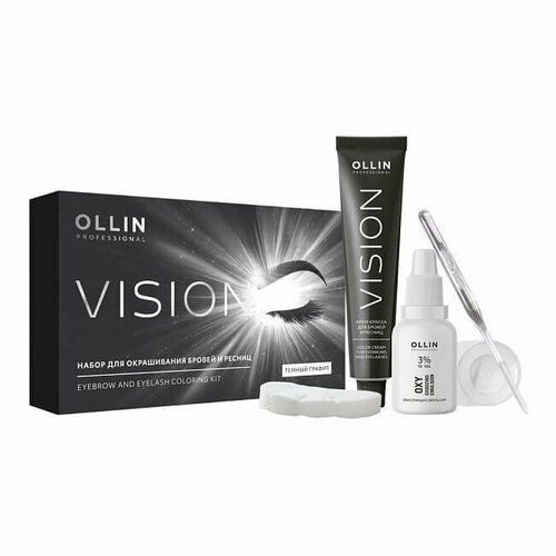 Набор для окрашивания бровей и ресниц / Vision, темный графит 40 мл. Ollin