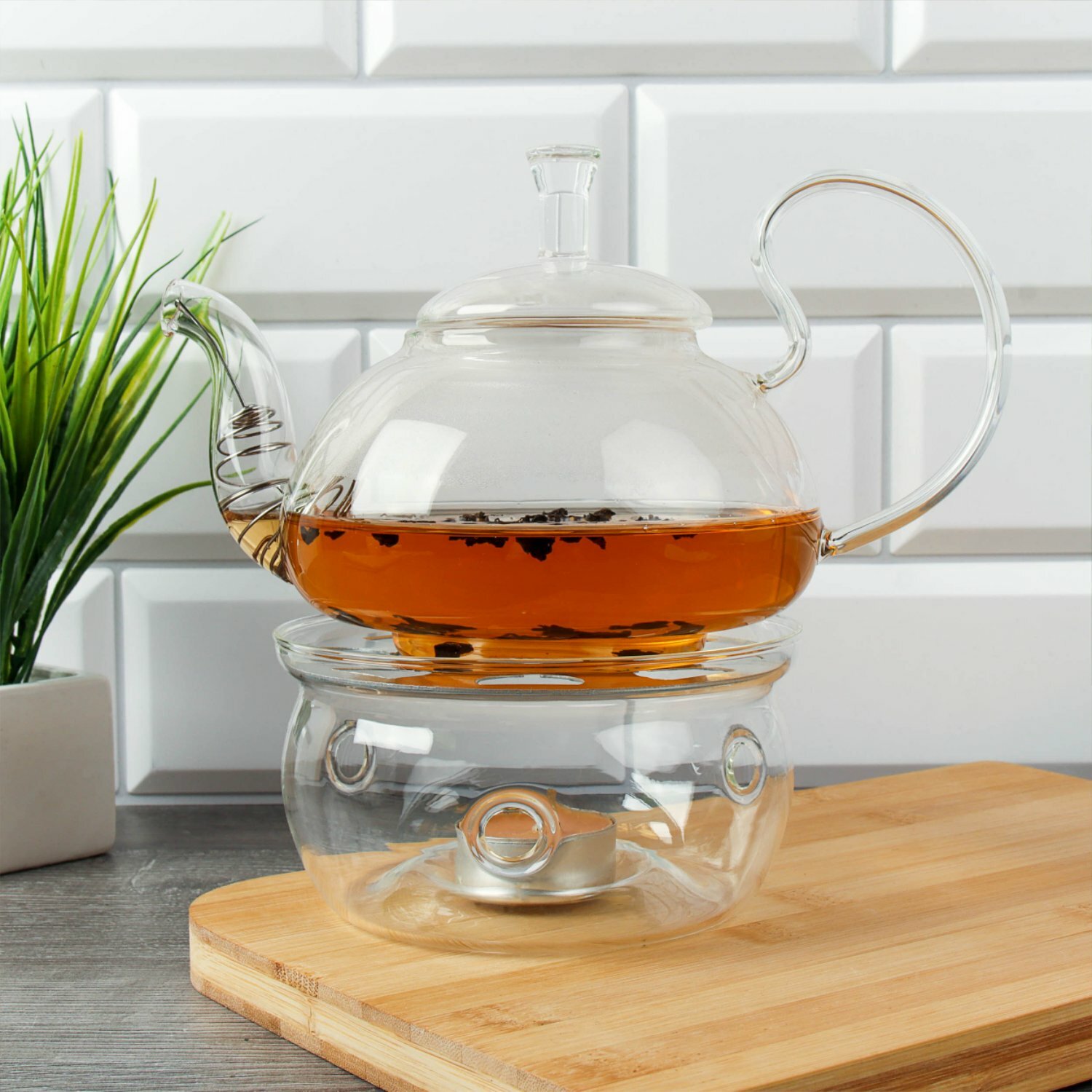 фото Подставка для подогрева стеклянного чайника, размер 14х14х5 см