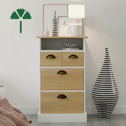 Изображение товара Комод, 51х38х84, Тэа, с ящиками, для одежды и игрушек, деревянный, белый / бейц, Dipriz