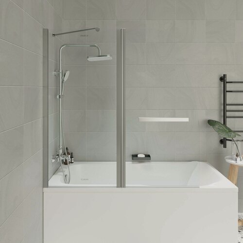 Изображение товара Шторка для ванной PARLY F03 (130x120), профиль хром, стекло прозрачное