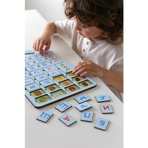 Деревянный Алфавит для малышей, сортер Азбука, Учим Буквы