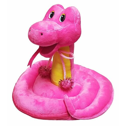 Мягкая игрушка-конфетница для подарков и конфет Новогодняя упаковка 1000 г Змея розовая Символ 2025 г 750₽