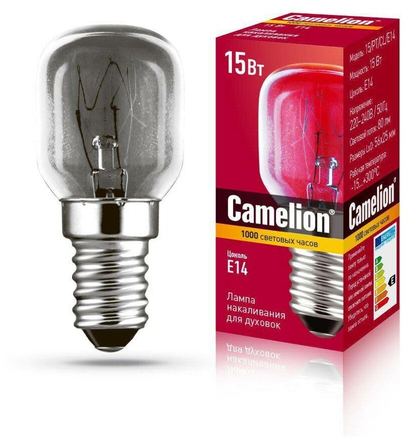 Лампа накаливания Camelion MIC 15/PT/CL/E14 Эл. лампа накал. для духовок 12979