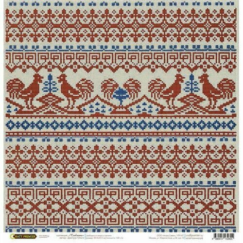 Craft Premier Бумага для скрапбукинга 30.5х30.5см Славянка Петухи полотно