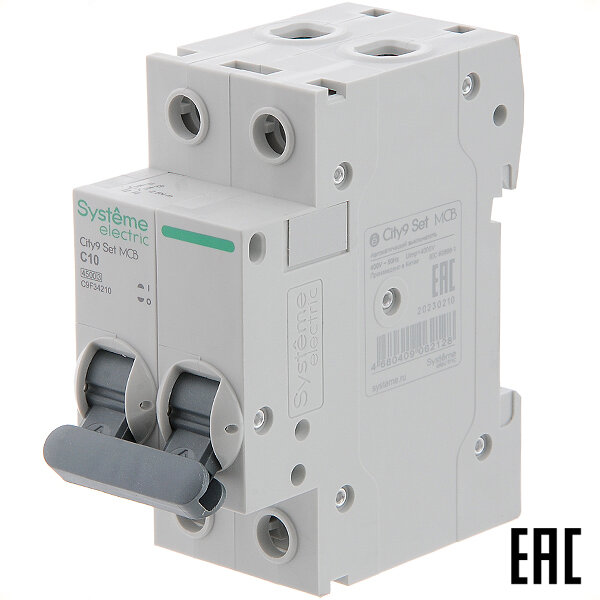 Автоматический выключатель City9 C9F34210 C10А/2п/ 45 кА на Din-рейку Systeme Electric