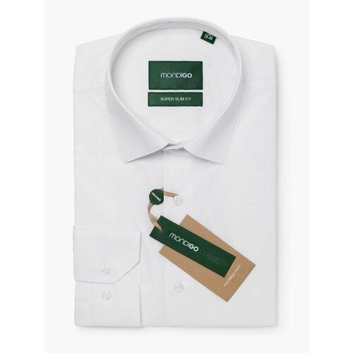 фото Рубашка mondigo приталенная с вытачками на спине super slim fit, размер s - 170-182, белый