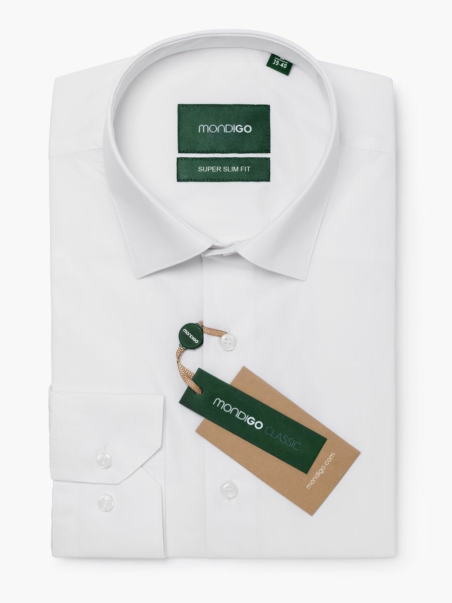 Рубашка MONDIGO приталенная с вытачками на спине SUPER SLIM FIT, размер XL - 170-182, белый