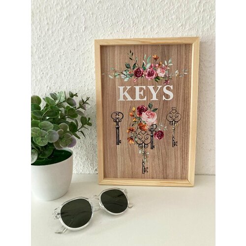 Ключница настенная в прихожую деревянная 30х205 см 6 крючков 1358₽