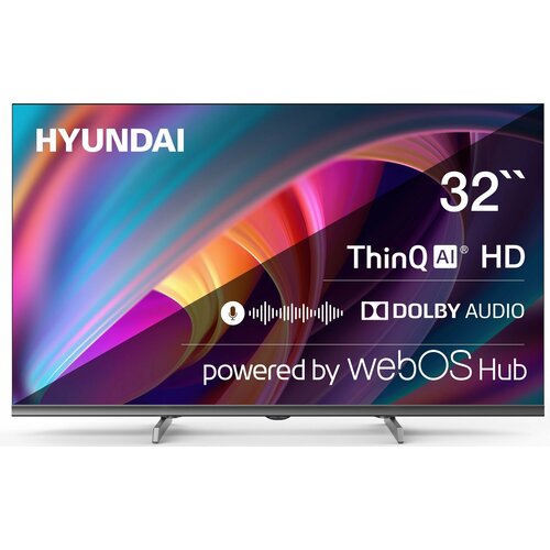 Телевизор LED Hyundai 32 H-LED32BS5100 WebOS Frameless Metal черныйсерый HD 60Hz DVB-T DVB-T2 DVB-C DVB-S DVB-S2 USB WiFi Smart TV 16539₽
