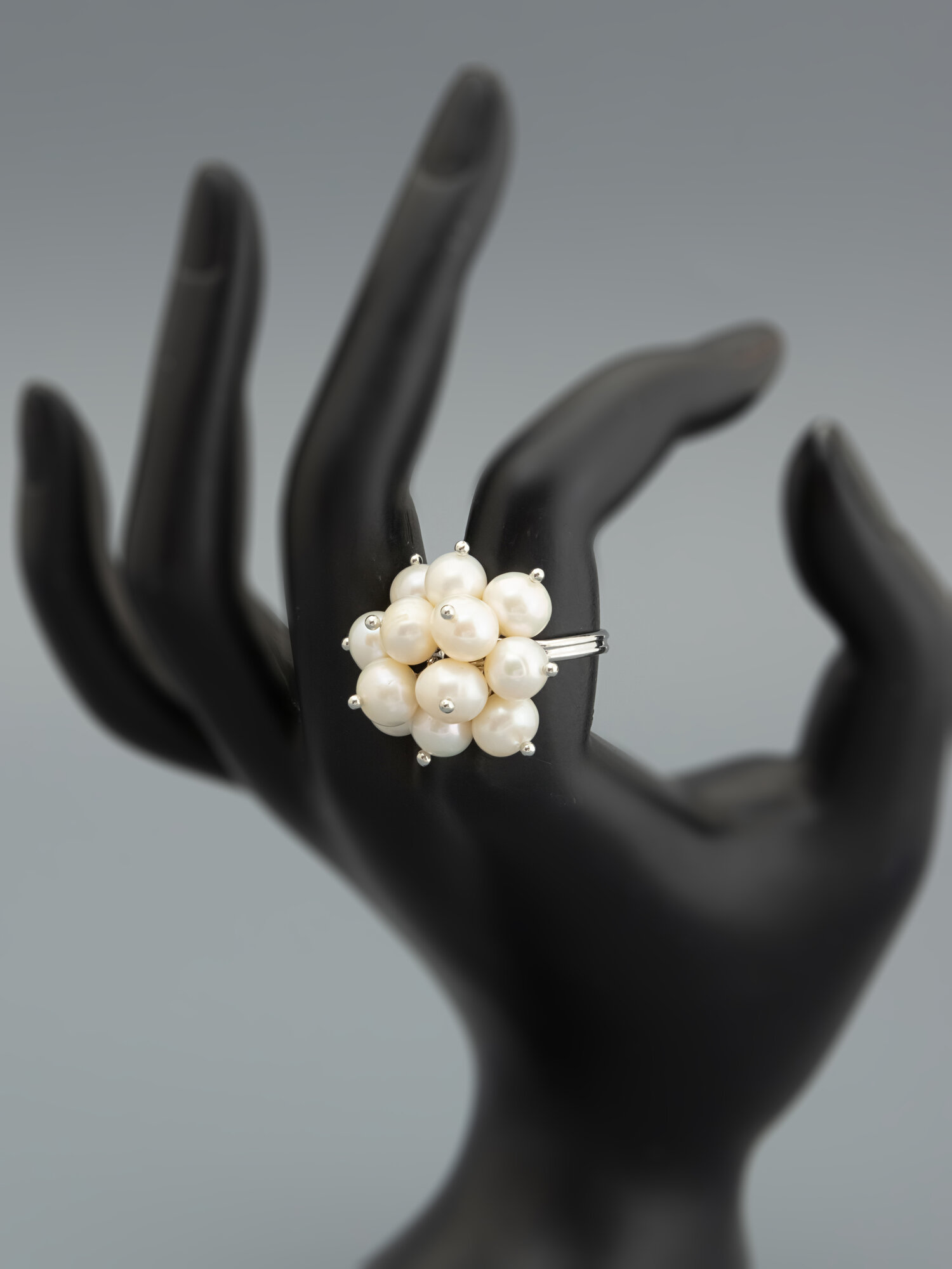 Кольцо ЖемАрт, жемчуг пресноводный культивированный, жемчуг пресноводный, жемчуг культивированный, белый — фото 1