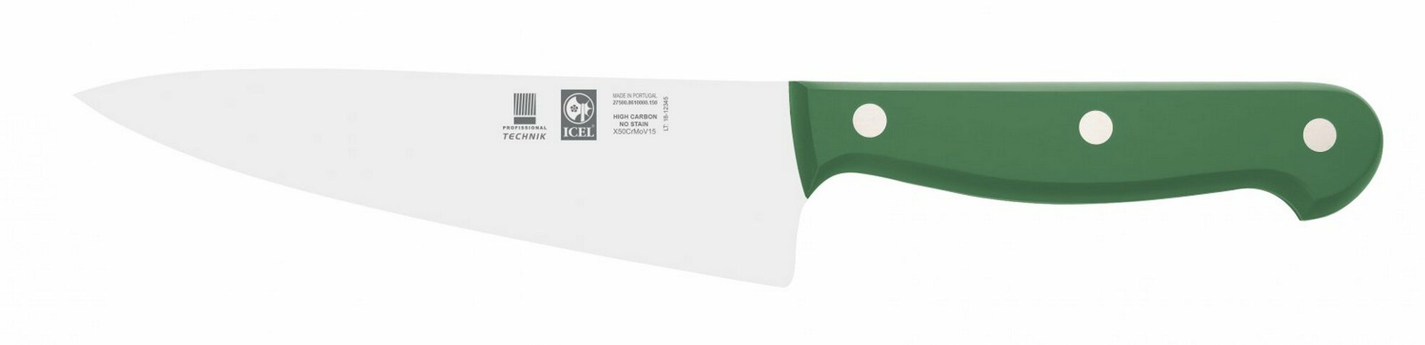 Нож поварской 150/275 мм. Шеф, нержавеющая сталь, зеленый, Icel Technic